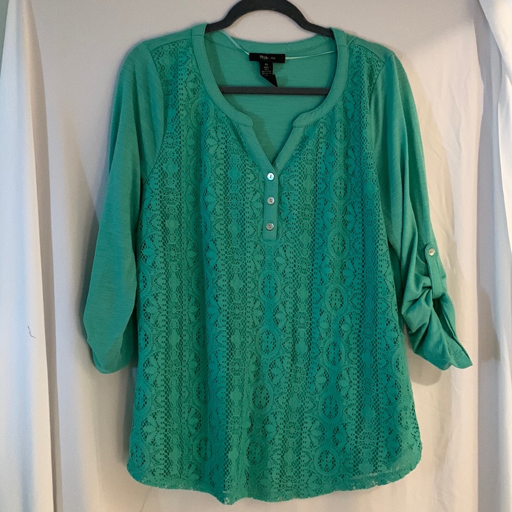 Style & Co Green lace shirt